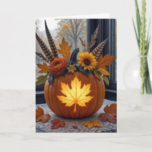 Cartão Buquê de Aniversário do Outono em Pumpkin Laranja