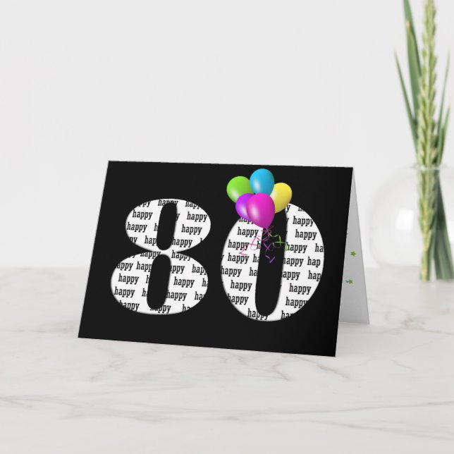 Cartão buquê de balões para aniversário de 80 anos (Frente)