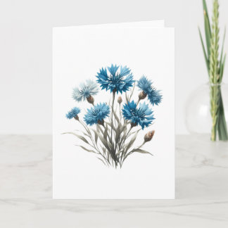 Cartão Buquê de Cornflower Buds e Blooms Saudação
