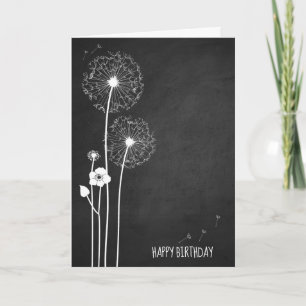 Cartão Buquê de dandelion branco no aniversário de chal