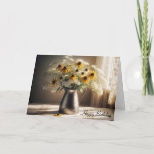 Cartão Buquê De Flor De Aniversário Do Outono No Local