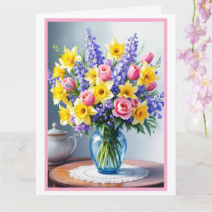 Cartão Buquê de Flores da Primavera do Dia das Mães