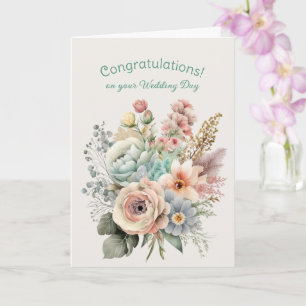 Cartão Buquê de Flores Mistas Casamento Parabéns
