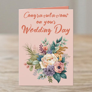 Cartão Buquê de Flores Parabéns Casamento laranja