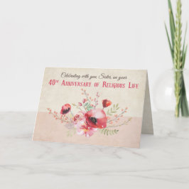 Cartão Buquê de Flores Rosa e Vermelha do 40º Aniversário