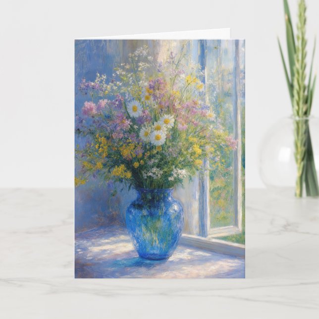 Cartão Buquê de Flores Silvestres de Sympathia Monet em V (Frente)