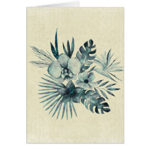 Cartão Buquê de folhas tropicais