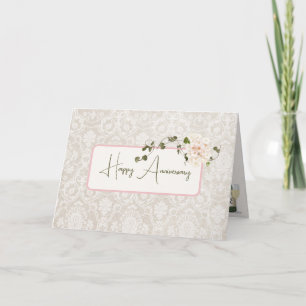 Cartão Buquê de Hydrangea do Aniversário do Damask