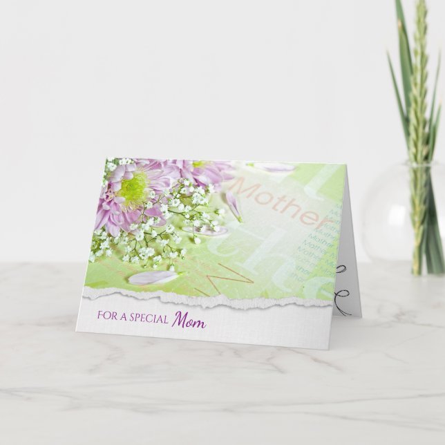 Cartão buquê de margarida para o aniversário de Mães (Frente)