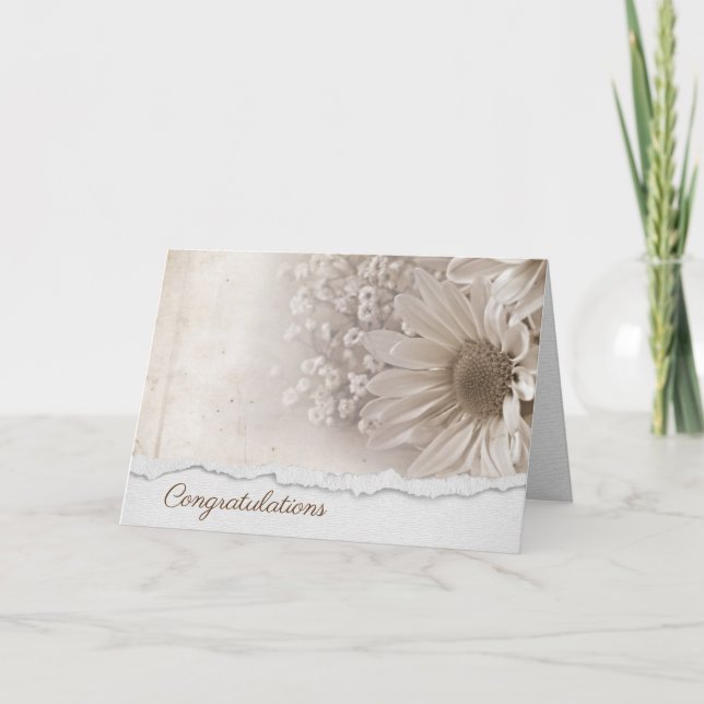 Cartão Buquê de Margaridas Congratulações de Casamento (Frente)