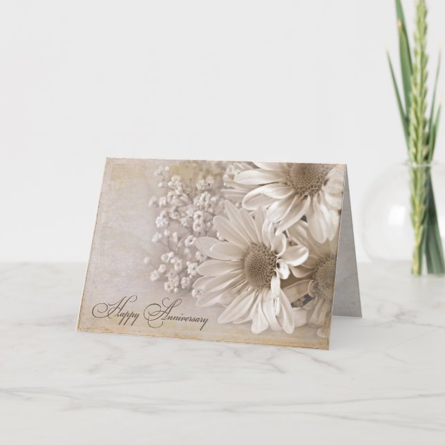 Cartão buquê de margaridas para aniversário de casamento (Frente)