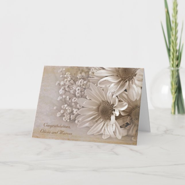 Cartão Buquê de Noiva com Margaridas (Frente)
