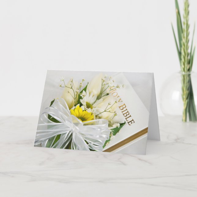 Cartão Buquê de noiva na Bíblia (Frente)