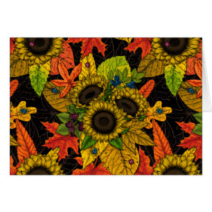 Cartão Buquê de outono a preto