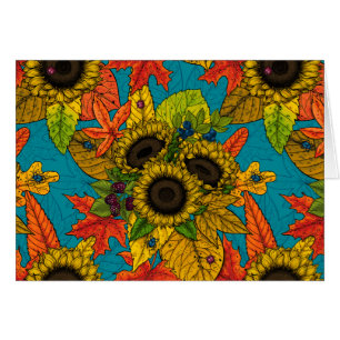 Cartão Buquê de outono em azul