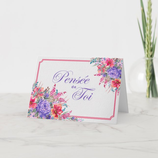 Cartão Buquê de Rosas Pensando em Você Card (Frente)