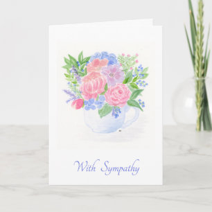 Cartão Buquê de Xícara de Chá Floral em Aquarela SIMPATIA