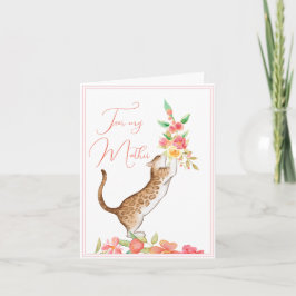 Cartão Buquê dia de as mães da placa de saudação Cat
