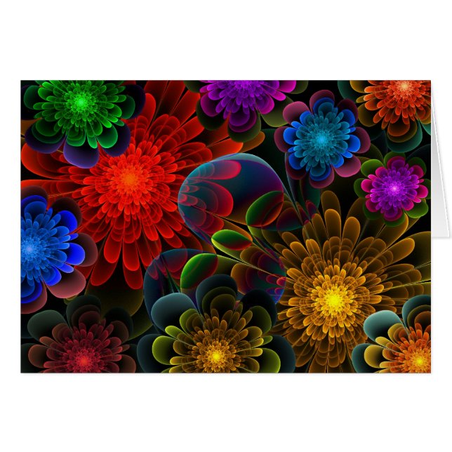 Cartão Buquê do Fractal (Frente Horizontal)