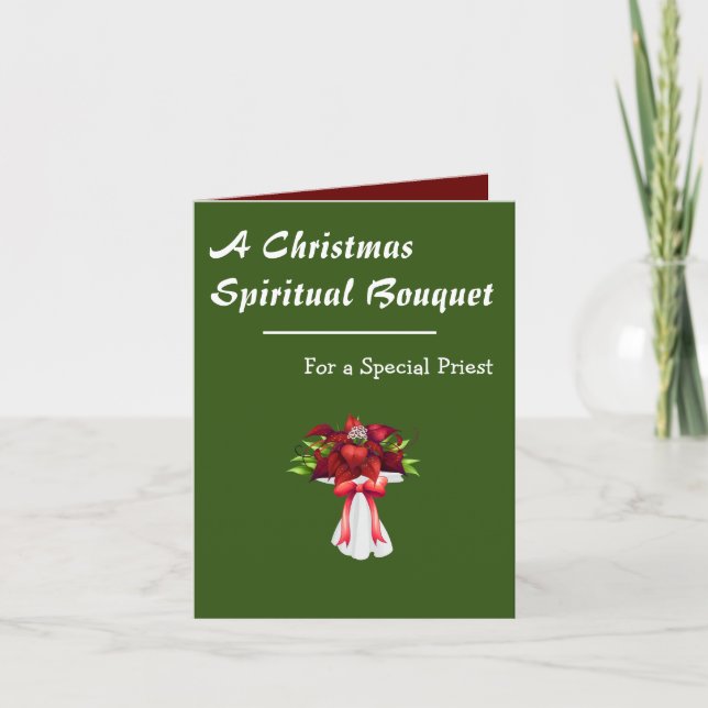 Cartão Buquê espiritual de Natal para um Padre (Frente)