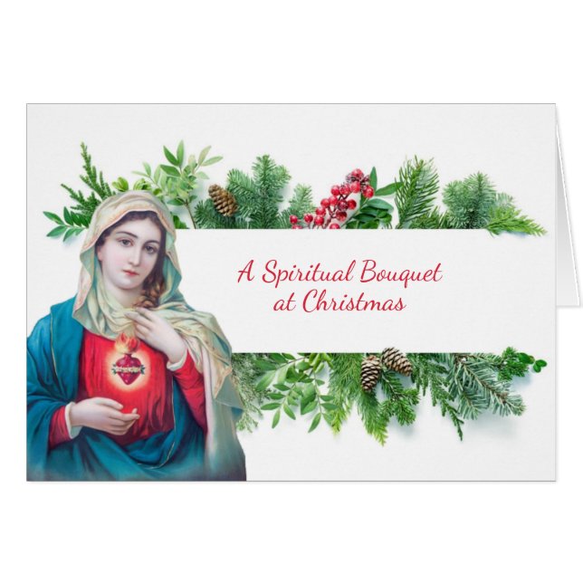 Cartão Buquê espiritual de Natal Virgem Maria Orador (Frente Horizontal)