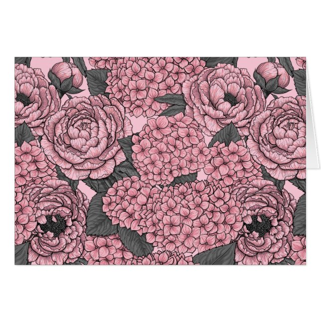 Cartão Buquê Floral a rosa (Frente Horizontal)