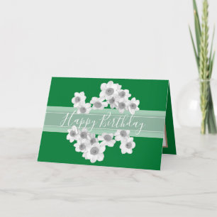 Cartão Buquê Floral Daffodil Flower Green Girl Aniversári