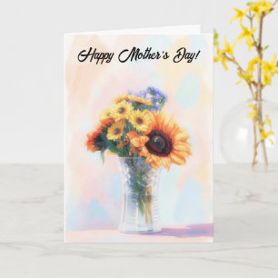 Cartão Buquê Floral de Girassóis Dia das Mães