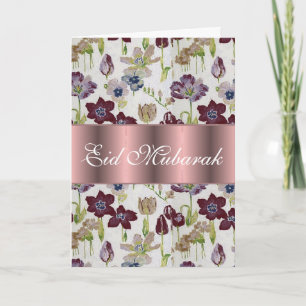 Cartão Buquê floral Eid Mubarak das tulipas