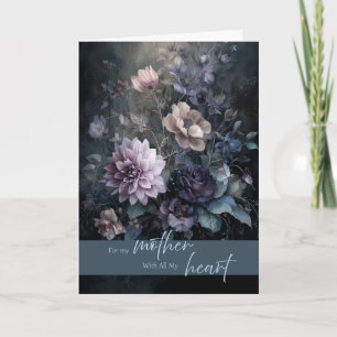 Cartão Buquê Floral Escuro e Elegante para o Dia das Mães