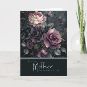Cartão Buquê Floral Escuro e Elegante para o Dia das Mães
