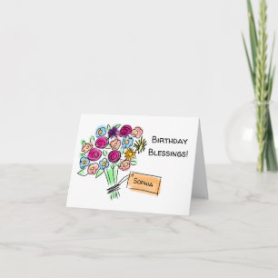 Cartão Buquê Floral Religioso de Aniversário