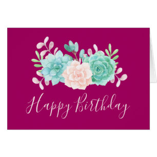 Cartão Buquê Floral Rosa Pastel e Verde para Aniversário