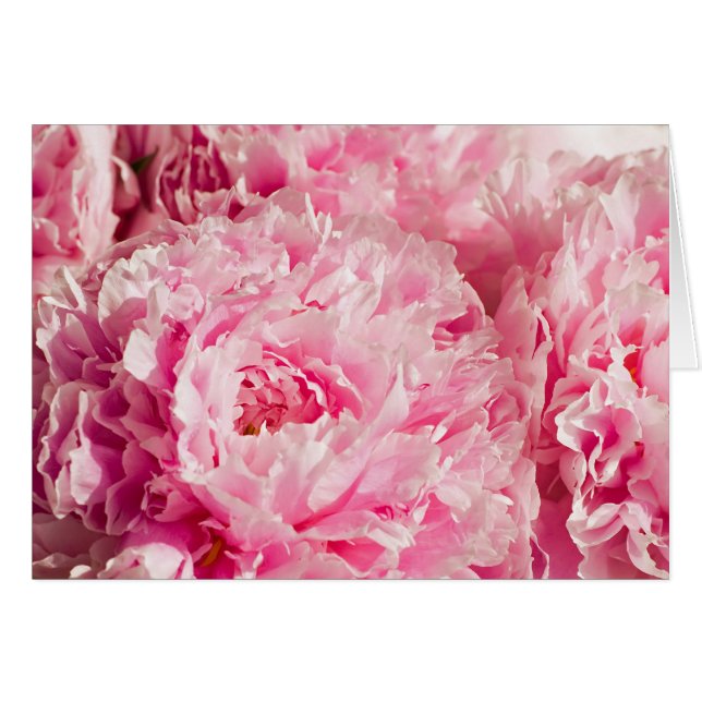 Cartão Buquê Rosa de Peony (Frente Horizontal)