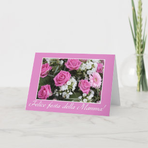 Cartão buquê rosa-rosa-dia de as mães italiano