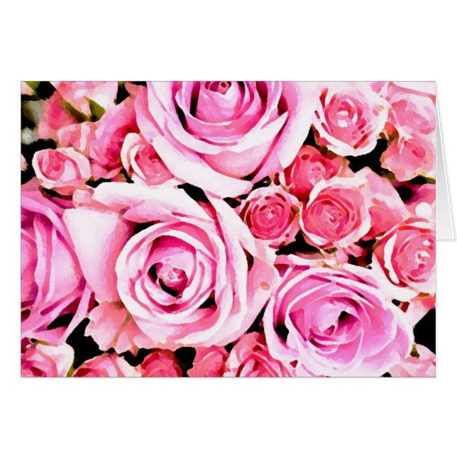 Cartão Buquê rosa rosa rosa (Frente Horizontal)