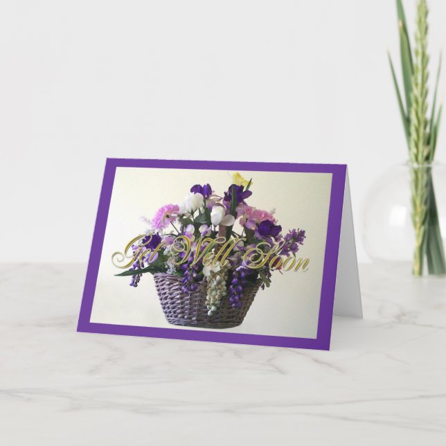 Cartão Buquê Roxo Vai Bem Em Breve (Frente)
