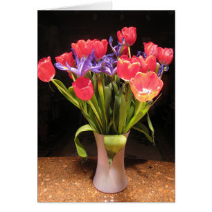 Cartão Buquê vermelho II da tulipa