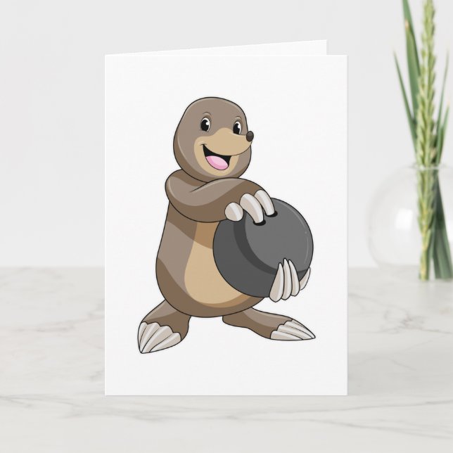 Cartão Buraco na Boliche com Bola de boliche (Frente)