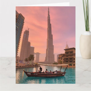 Cartão Burj Khalifa Boat Lake Cityscape