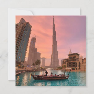 Cartão Burj Khalifa Boat Lake Cityscape