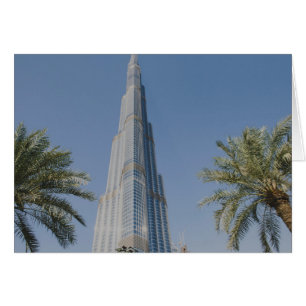 Cartão Burj Khalifa, Dubai e palmeiras