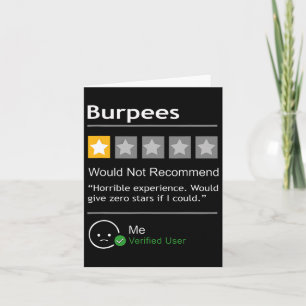 Cartão Burpees Não Recomendam Homens Mulheres Engraçadas