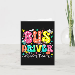 Cartão Bus Driver Dream Team Primeiro Dia de Retro Escola
