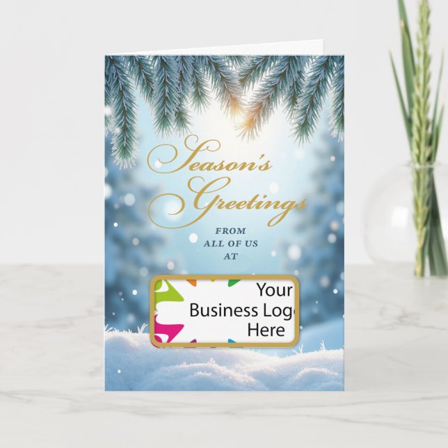 Cartão Business Logo Christmas Season’s Greetings Snow (Frente)
