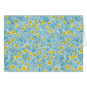 Cartão Buttercups, amarelo, azul e branco