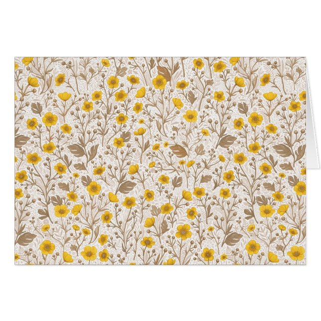 Cartão Buttercups, amarelo e marrom (Frente Horizontal)
