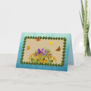 Cartão Butterflies and Flowers