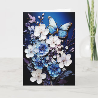 Cartão Butterflies and Flowers Blank Note Greeting Card