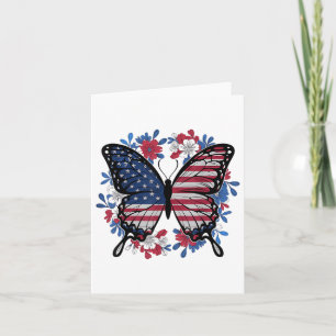 Cartão Butterfly American Flag Patriótico Usa 4 De Julho